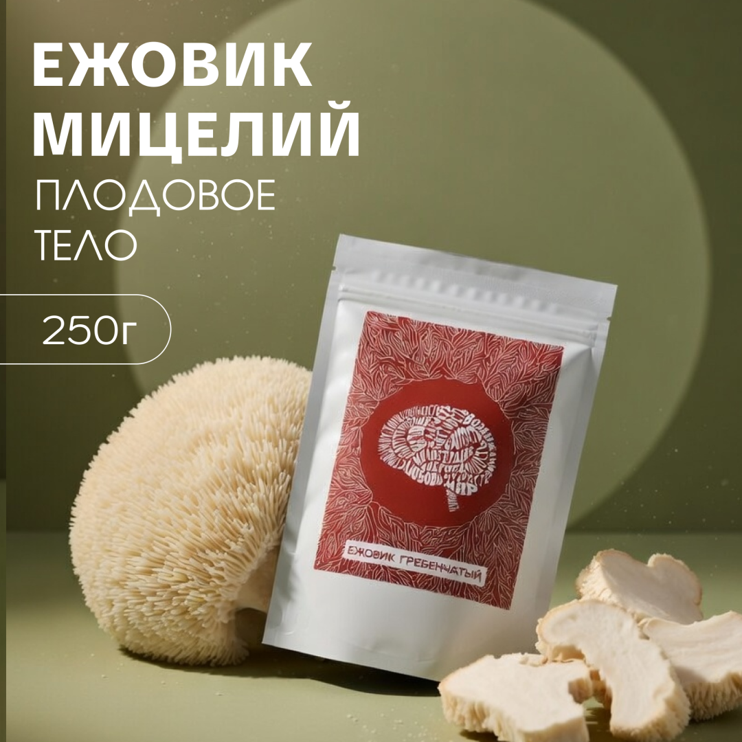 Ежовик Гребенчатый, мицелий и плодовое тело в порошке 250 грамм